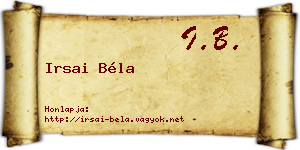 Irsai Béla névjegykártya
